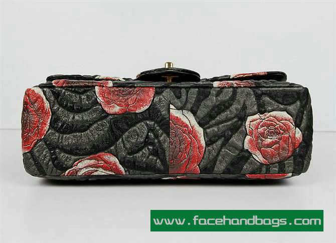 Chanel 2.55 Rose Handbag 50135 Gold Hardware-Black Red